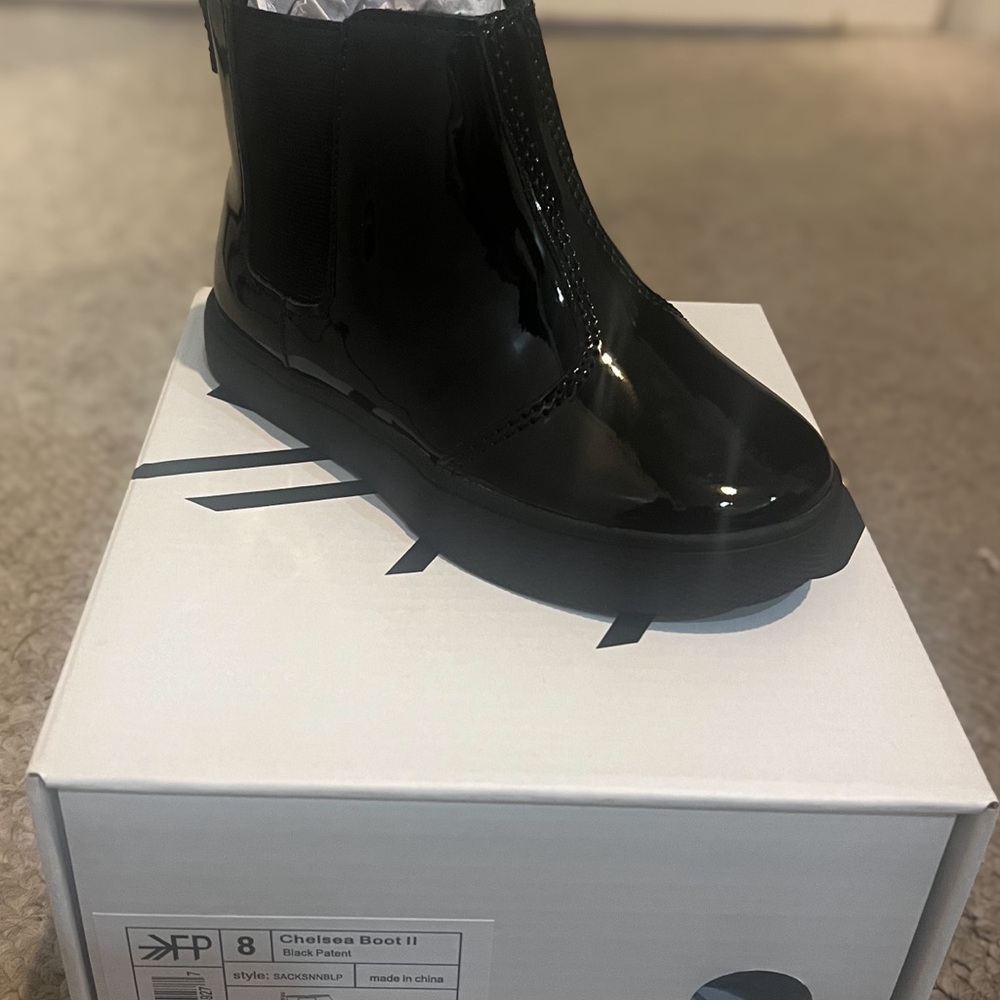 Freshly Picked Patent Leather Boots, Black, Size 8T